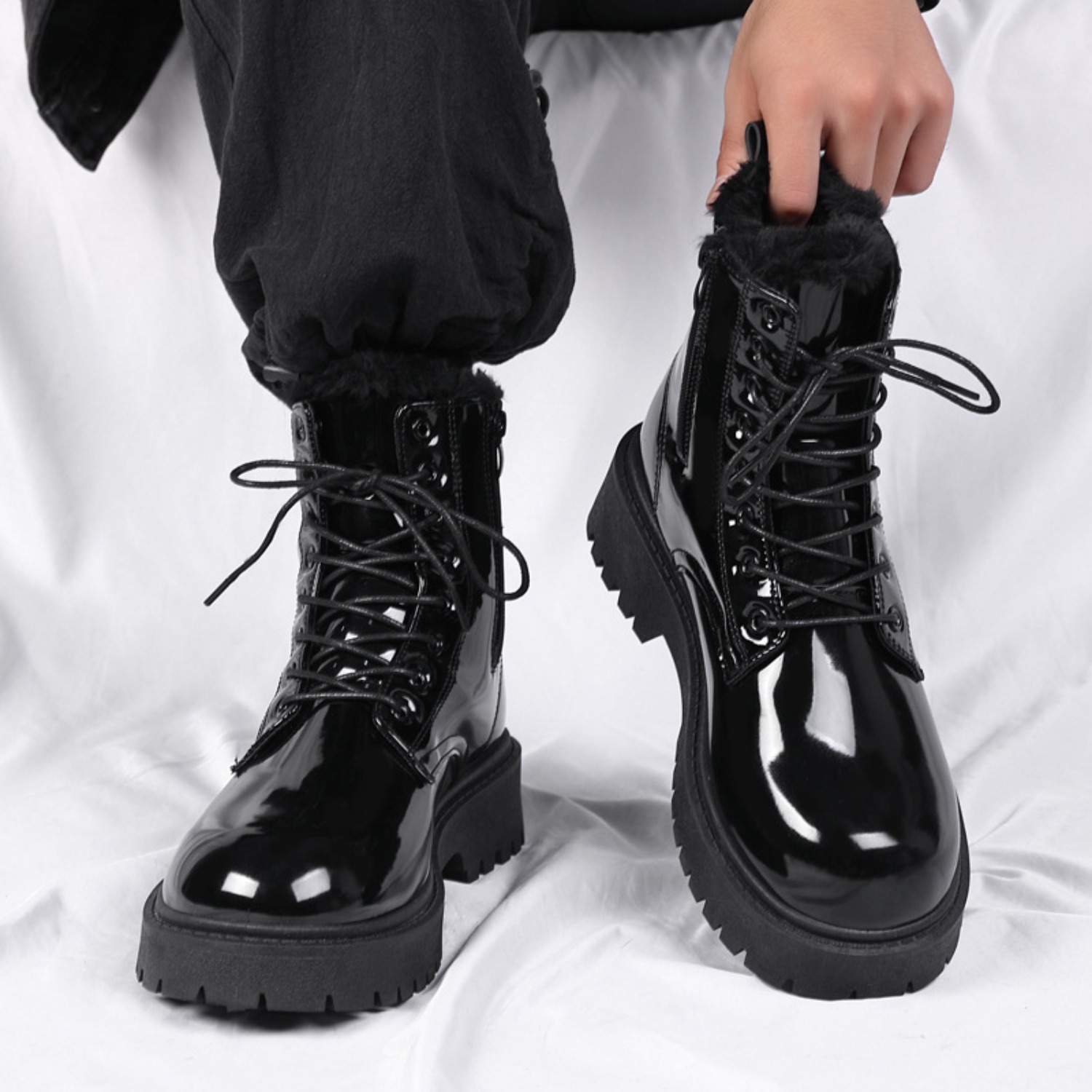 Men's warm plush high-top boot - Men'S Shoes For Work ulasan dan harga