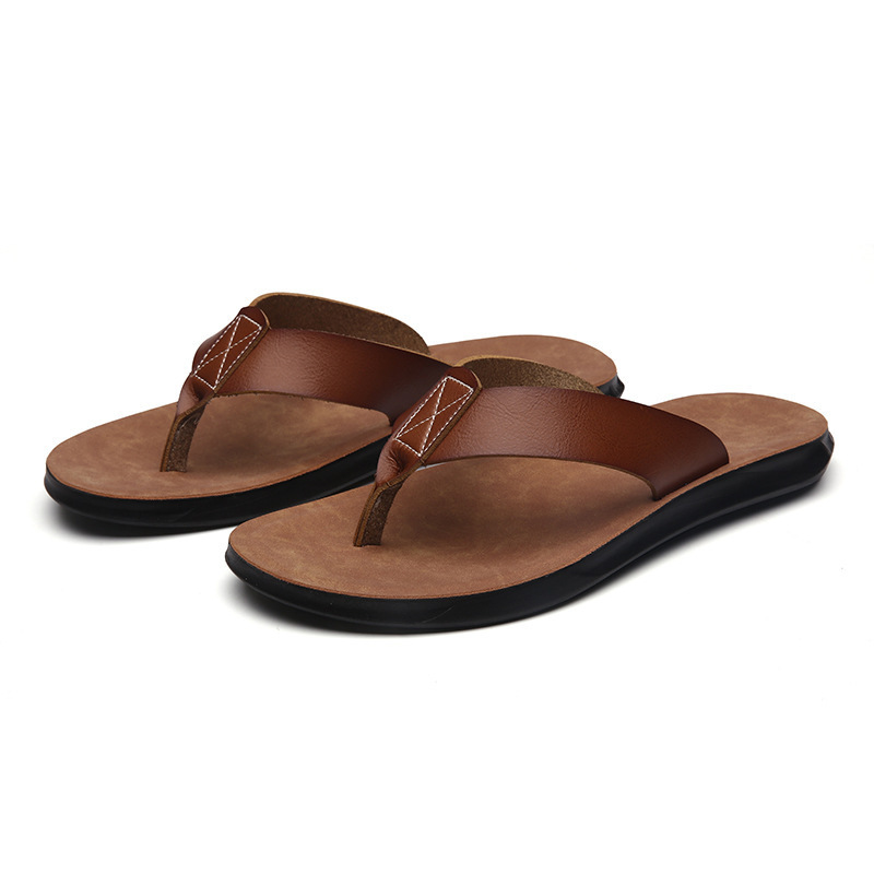 38-47 New Italian Leather Flip - Flip Flop Beach Men ulasan dan harga