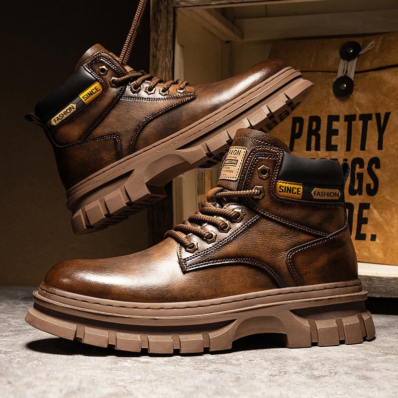 Vintage Men Platform Ankle Boo - Men'S Shoes For Work ulasan dan harga