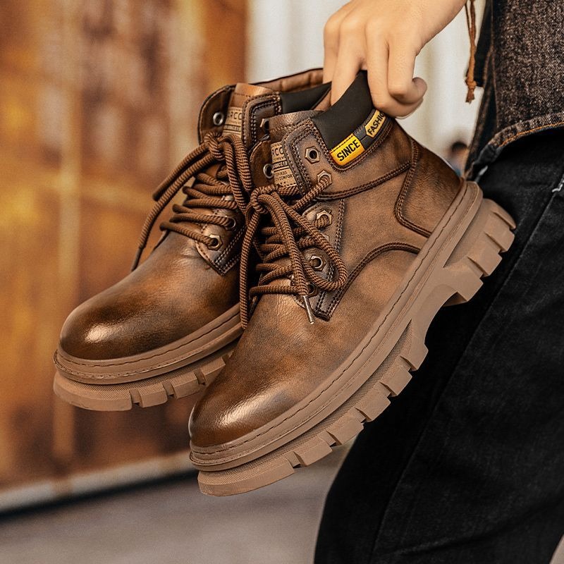 Vintage Men Platform Ankle Boo - Men'S Shoes For Work ulasan dan harga