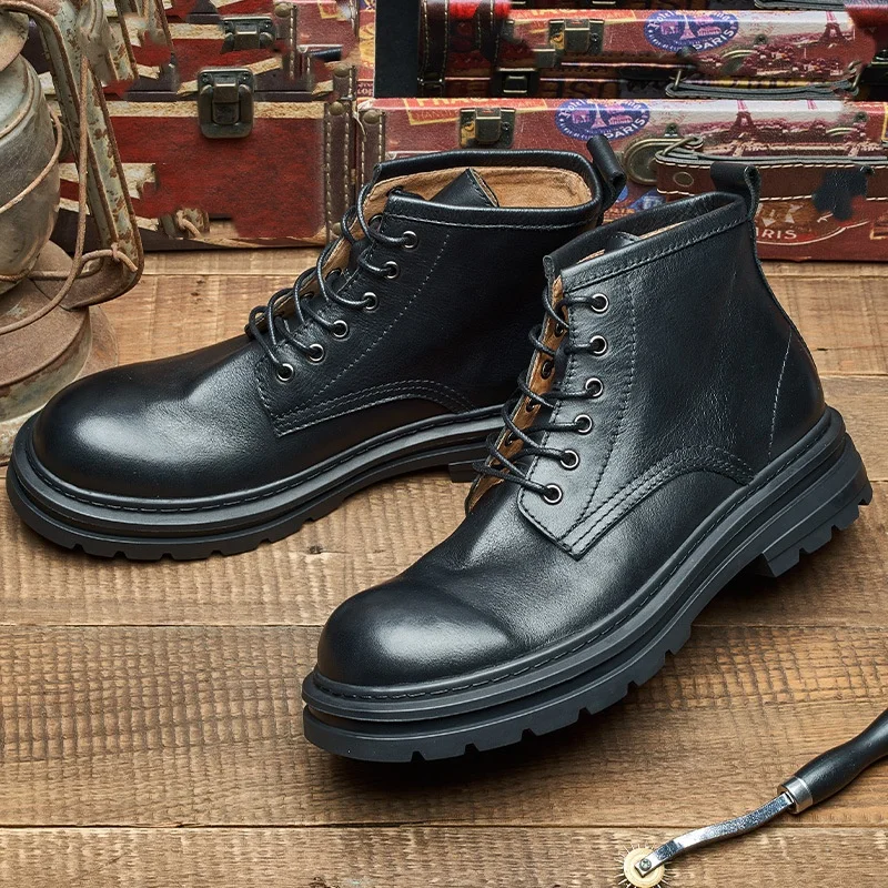 Men's Retro Ankle Leather Boot - Men'S Shoes Quality Brands ulasan dan harga