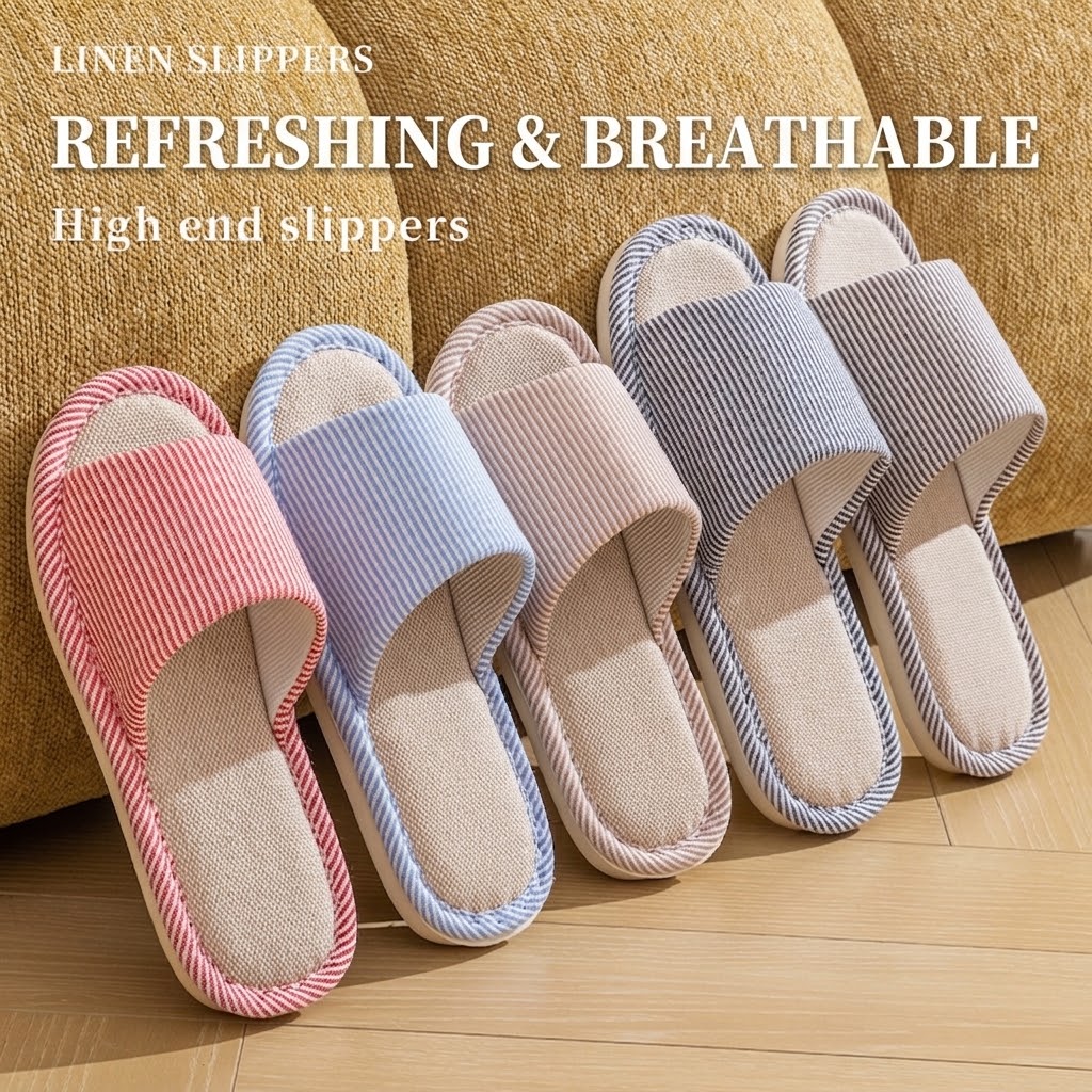 Breathable Flax Linen Slippers - Men'S Shoes Slip On ulasan dan harga